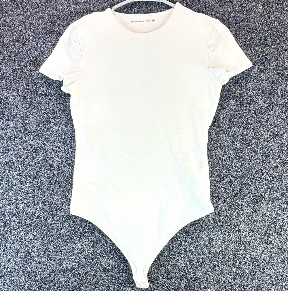 Abercrombie & Fitch Women's White One-Piece Bodysuit M Stretch Snap